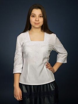 Монохромна біла вишиванка оригінального дизайну для жінок (gbv-04-01), 40, льон