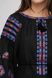 Женская вышитая блузка вышитая на черном домотканом полотне "Бохо" (GNM-02880), 40, домотканое полотно