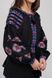 Женская вышитая блузка вышитая на черном домотканом полотне "Бохо" (GNM-02880), 40, домотканое полотно