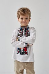 Вышиванка для мальчика белая "Красочная" (mrg-kh025-8888), 5, бязь