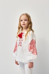 Вышиванка для девочки "Роза" с красной вышивкой (mrg-rd213-8888), 104, бязь