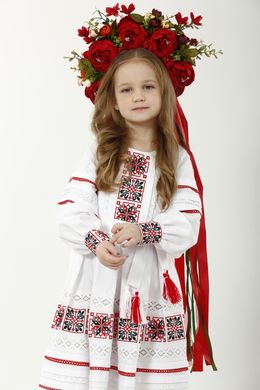 Вышитое белое платье для девочки Феерия (PLd-110-145-О), 110
