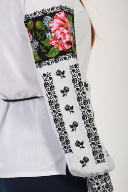 Красива жіноча вишиванка на домотканому полотні (GNM-02166), 40, льон білого кольору
