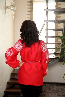 Червона жіноча подовжена блуза "Бохо" (GNM-02024), 40, льон