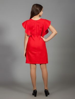 Дизайнерська червона сукня з оригінальним вишитим візерунком для жінок (gpv-37-01), 40, льон, тіар