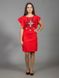 Дизайнерська червона сукня з оригінальним вишитим візерунком для жінок (gpv-37-01), 40, льон, тіар