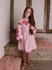 Красивое платье с вышивкой для девочек (gpv-106-01), 26, лен, тиар