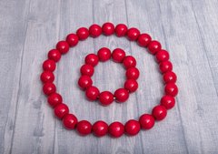 Набор красные бусы и браслет для девочек и женщин (OS-0322)