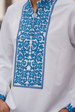 Стильна чоловіча вишита сорочка з довгими рукавами (S-076-01), 40, льон