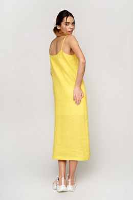 Жіноча вишита сукня на бретелях Yellow UKR-4202, XS, льон
