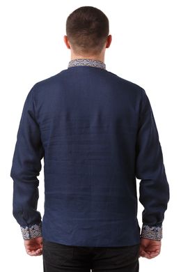 Чоловіча вишита сорочка зі стійкою і довгим рукавом UKR-1142, 58, льон