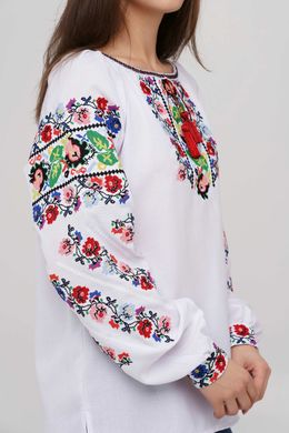 Жіноча вишита блуза з довгими рукавами (B-063-01), 26, домоткане полотно