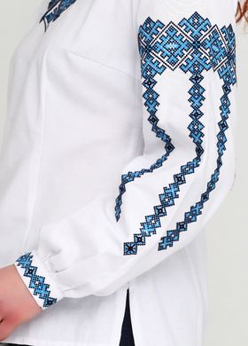 Украинская современная вышиванка с чёрно-синим геометрическим орнаментом для женщин (gbv-02-04), 40, лен