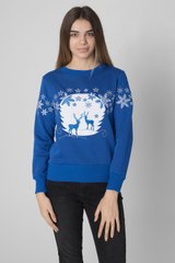 Рождественский синий свитшот для женщин с оленями (UKRS-8855), XS, трикотаж