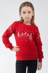 Різдвяний червоний світшот для дівчаток з оленями (UKRS-6612), 110, трикотаж