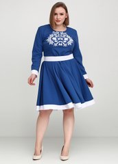 Женское стильное платье синего цвета (gpv-58-01), 40, лен, тиар
