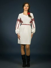 Елегантна біла сукню з вишивкою для жінок (gpv-02-01), 40, льон, тіар