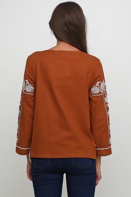 Вышитая рубашка женская коричневая (М-230-8), 44