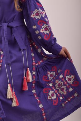 Вышитое платье фиолетового цвета для девочки "Красота" (PLd-120-179-L), 152