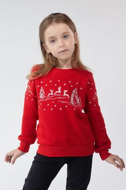 Рождественский красный свитшот для девочек с оленями (UKRS-6612), 110, трикотаж