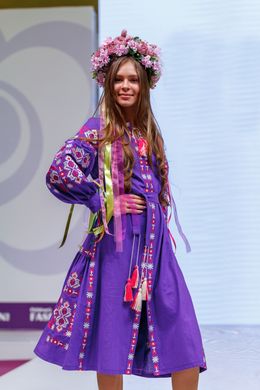 Вишите плаття фіолетового кольору для дівчинки "Врода" (PLd-120-179-L), 152