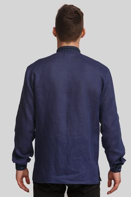 Чоловіча вишита сорочка вишиванка Navy blue UKR-1176, 42, льон