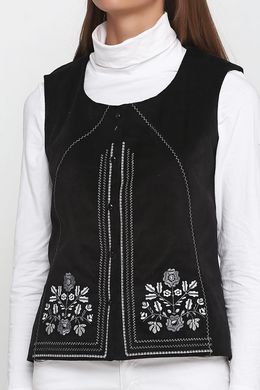 Камізелька жіноча чорна з білою вишивкою (М-10072-10), 42