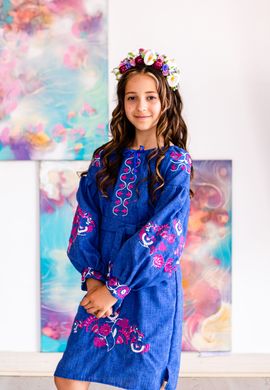 Вишите синє плаття Марево джинс для дівчинки (OS-0102), 5 років, габардин