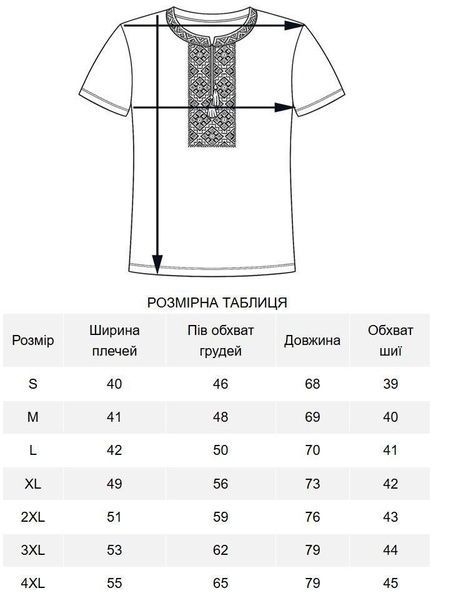 Вишита футболка чоловіча біла з синьою вишивкою "Козацька" (LS-94212125-44), S, бавовна