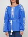 Чарівна синя вишиванка для жінок з довгим рукавом (GNM-02370), 40, домоткане полотно, льон, габардин