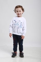 Свитшот для мальчика "Зимний праздник" белый с голубой вышивкой (SMd-872-201-Tr), 152, трикотаж