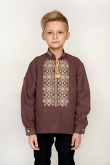 Дитяча вишиванка для хлопчика кавова UKR-0136, 152