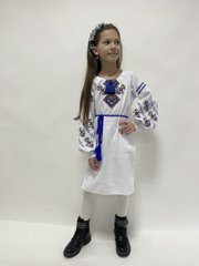 Платье в украинском стиле для девочки "Судьба" (mrg-ksd629-8888), 116, домотканое полотно