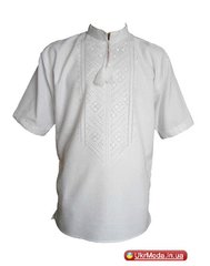 Вышитая тенниска мужская - ручная вышивка белым по белому "Решетиловская Вышиванка" (GNM-00199), 42, хлопок