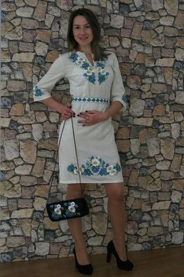 Дивовижна сіра сукня з вишивкою "Василькові мрії" із мальви для жінок (PL-022-017-M), 40