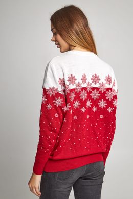 Рождественский женский красный свитер Снежинки (UKRS-8851), XS, шерсть, акрил