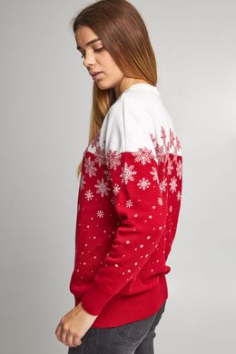 Різдвяний жіночий червоний светр Сніжинки (UKRS-8851), XS, шерсть, акрил