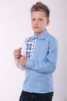 Вышиванка для мальчика голубого цвета "Радуга" (SRd-454-123-О), 116