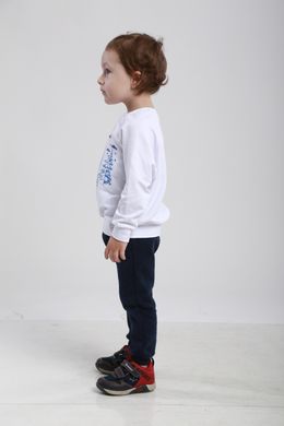 Свитшот для мальчика "Зимний праздник" белый с голубой вышивкой (SMd-872-201-Tr), 152, трикотаж