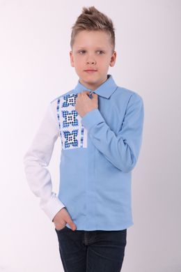 Вышиванка для мальчика голубого цвета "Радуга" (SRd-454-123-О), 116
