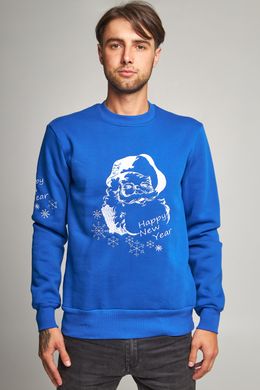 Рождественский мужской синий свитшот с Дедом Морозом (UKRS-9940), S, трикотаж