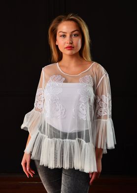 Вишивана жіноча блуза біла (chk-7369), 40