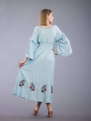 Вышитое летнее платье с цветами для женщин (D-070-01), 40, лен
