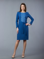 Женское современное платье синего цвета (gpv-55-01), 40, лен, тиар