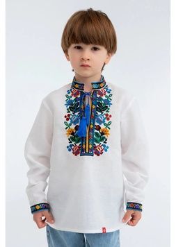 ВИШИВАНКА ДЛЯ ХЛОПЧИКА З БІЛОГО ЛЬОНУ (SZH-025), 110, льон