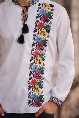 Чоловіча вишита сорочка з довгими рукавами (S-081-01), 40, віскоза