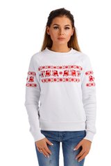 Різдвяний білий світшот для жінок з оленями (UKRS-8818), XS, трикотаж