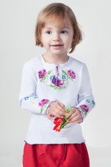 Футболка-вышиванка для девочки "Маки" с фиолетовой вышивкой (LS-96231027-92), 92, вискоза
