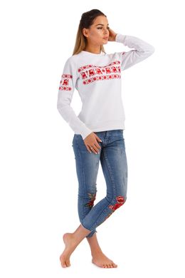 Рождественский белый свитшот для женщин с оленями (UKRS-8818), XS, трикотаж