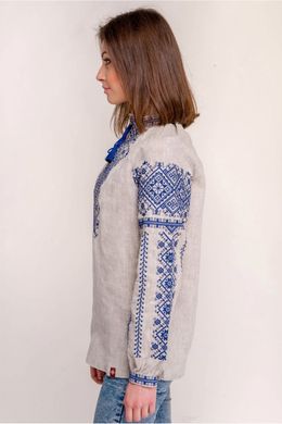 Жіноча гарна сіра сорочка з вишивкою (FM-0733), S, льон